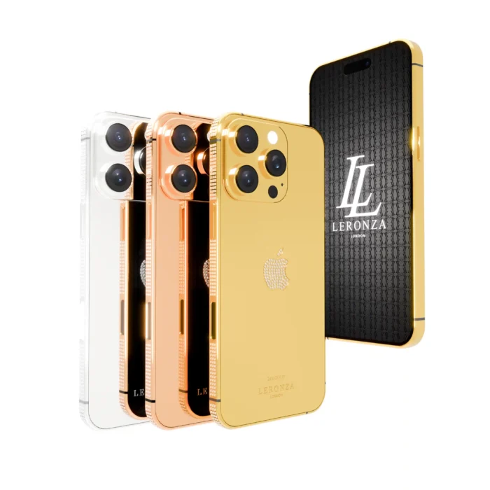 Gold iPhone 16 Pro Max diamond frame logo