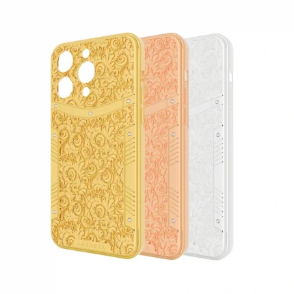 Gold iPhone 15 16 Pro Max Flora case