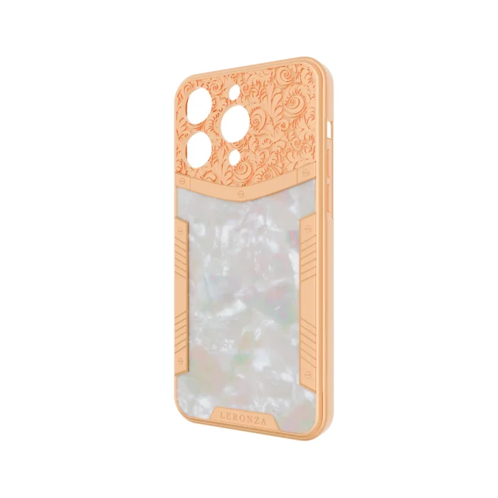 Gold iPhone 15 16 Pro Max Pearl flora case