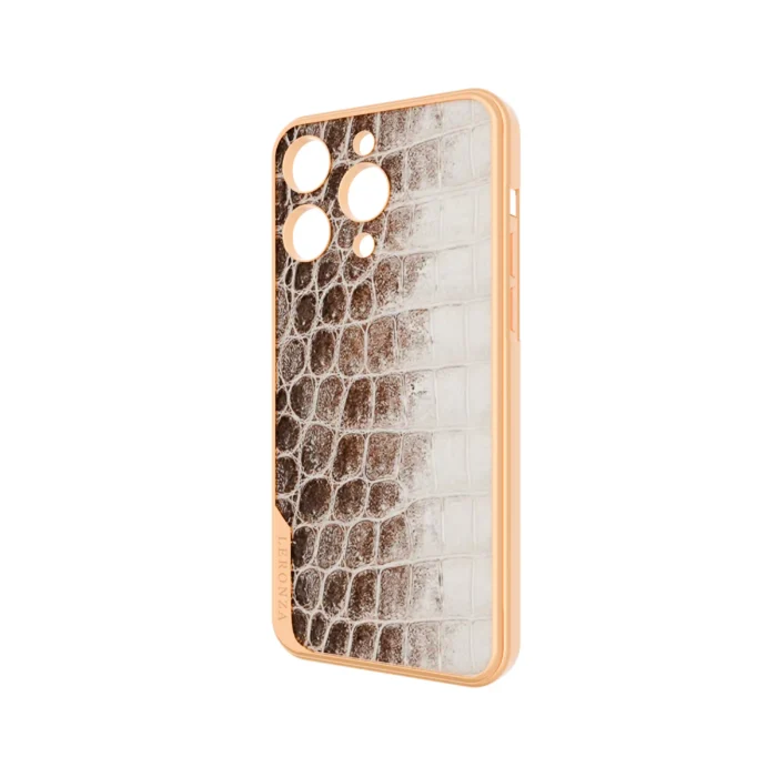 Gold iPhone 15 16 Pro Max Himalayan leather case