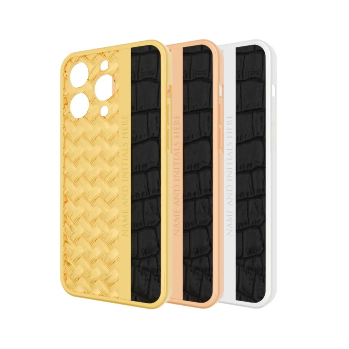 Gold iPhone 15 16 Pro Max Knots Leather case