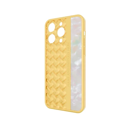 Gold iPhone 15 16 Pro Max Knots Pearl case