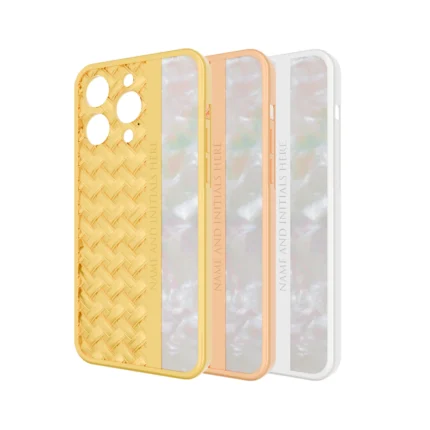 Gold iPhone 15 16 Pro Max Knots Pearl case