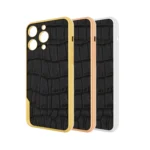 Gold iPhone 15 16 Pro Max Crocodile leather case